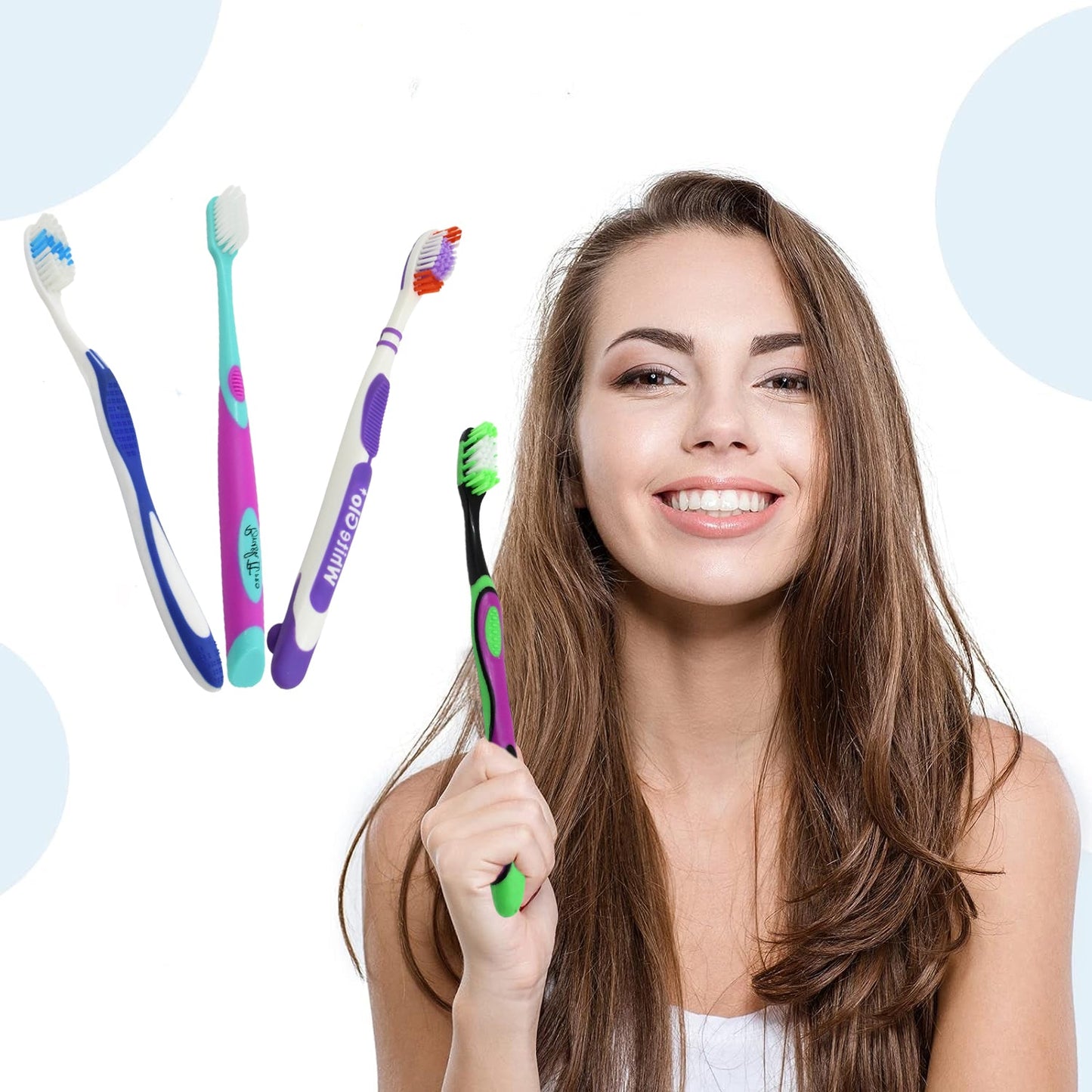 Soft Toothbrush With Plastic Round Box (10 pcs Set / Mix Color)