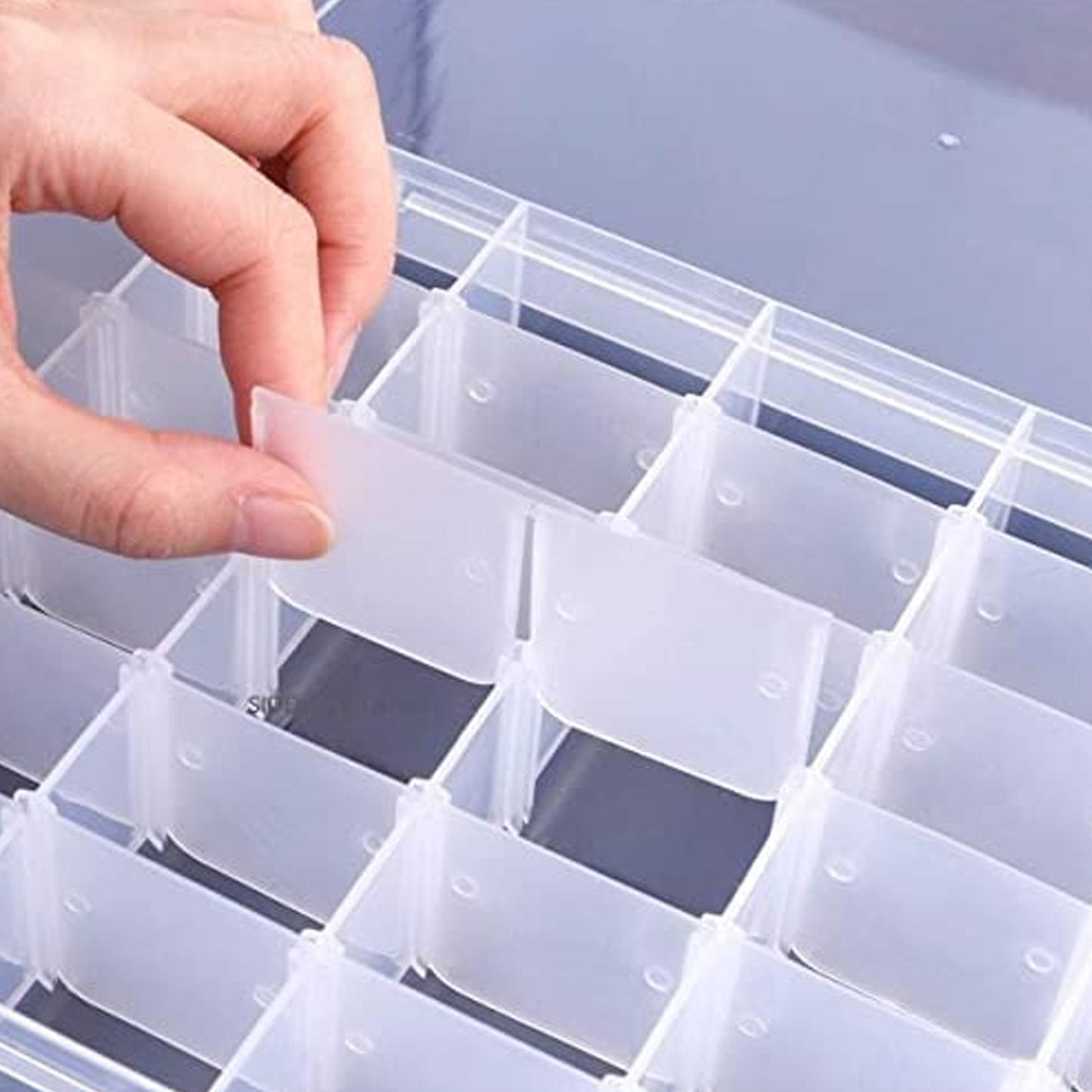 7673 36 Grids Clear Plastic Organizer Box with Adjustable Compartment Dividers, Jewellery Storage Organizer Collection Box (1 pc )