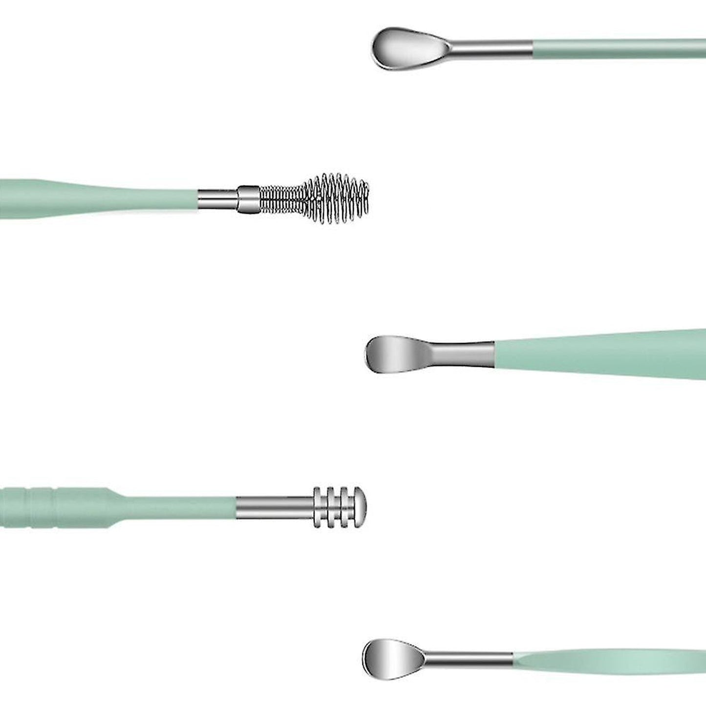 6317 6-in-1 Ear Wax Cleaner- Resuable Ear Cleaning Tools Leather Pouch - Ear Pick Wax Remover Tool Kit with Ear Curette Cleaner and Spring Ear Buds Cleaner Fit in Pocket Great for Traveling