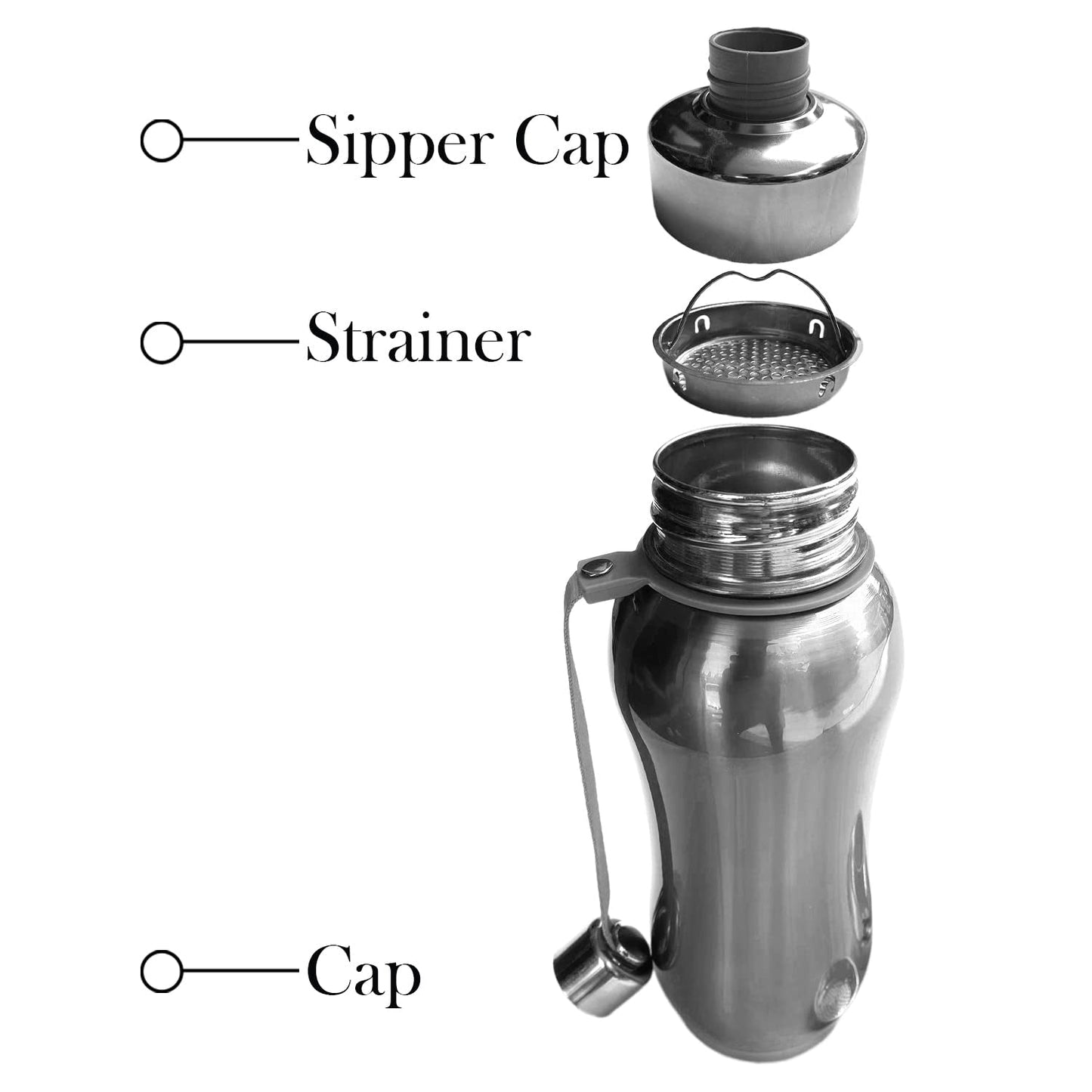 Stainless Steel Insulated Water Bottle with Strainer for Home, Traveling Fridge Water Bottle, Leak Proof, Rust Proof, Cold & Hot | Leak Proof | Office Bottle | Gym | Home | Kitchen | Hiking | Trekking | Travel Bottle (800 ML Approx)