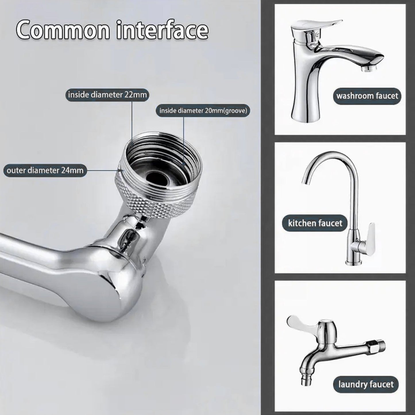 1509 Splash Faucet Filter Faucet, 1080 Rotating Faucet Sprayer Head Double O-ring Design, Movable Tap Water Saving, Sink Aerator Extender For Bathroom Kitchen
