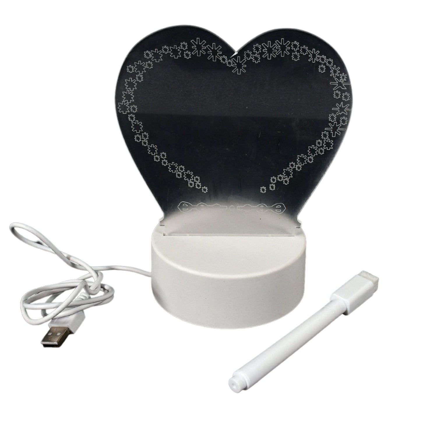 Creative Visualization Lamp 3 D Acrylic Decorative Lamp for Creative Keeps Notes Drawing Table Lamp for Home Decor / Bedroom / Gift / Office Decoration / Erasable Board (Heart-Shape / 1 pc)