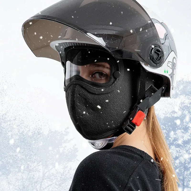 Unisex Winter Face Mask Full Protection Windproof Breathable Warm Fleece with Goggles Removable Lens