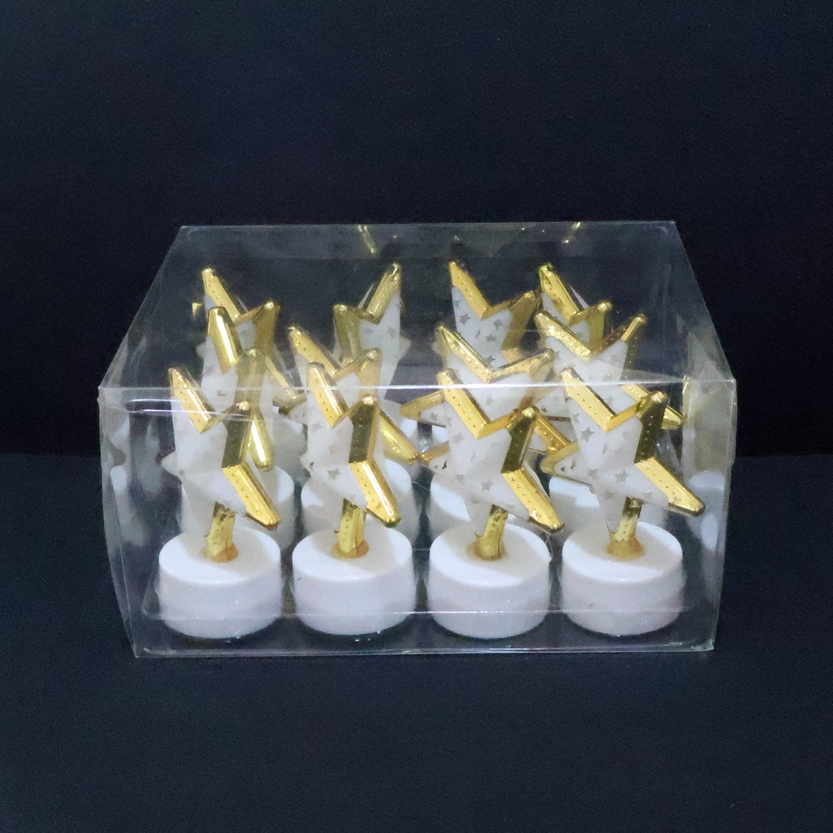 Star-shaped LED candle in a plastic casing, flameless and safe for home use