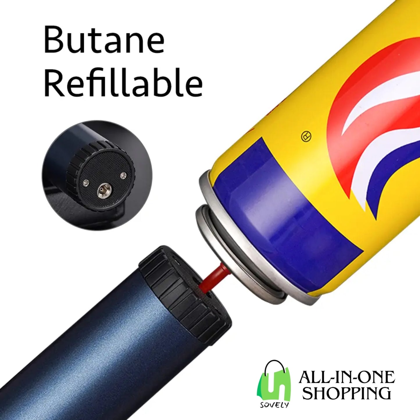 Jet Flame Lighter | Bright Fire Lighter with Safety Lock and Adjustable Red/Blue Flame | Windproof Torch Lighter for Camping & Outdoor Use