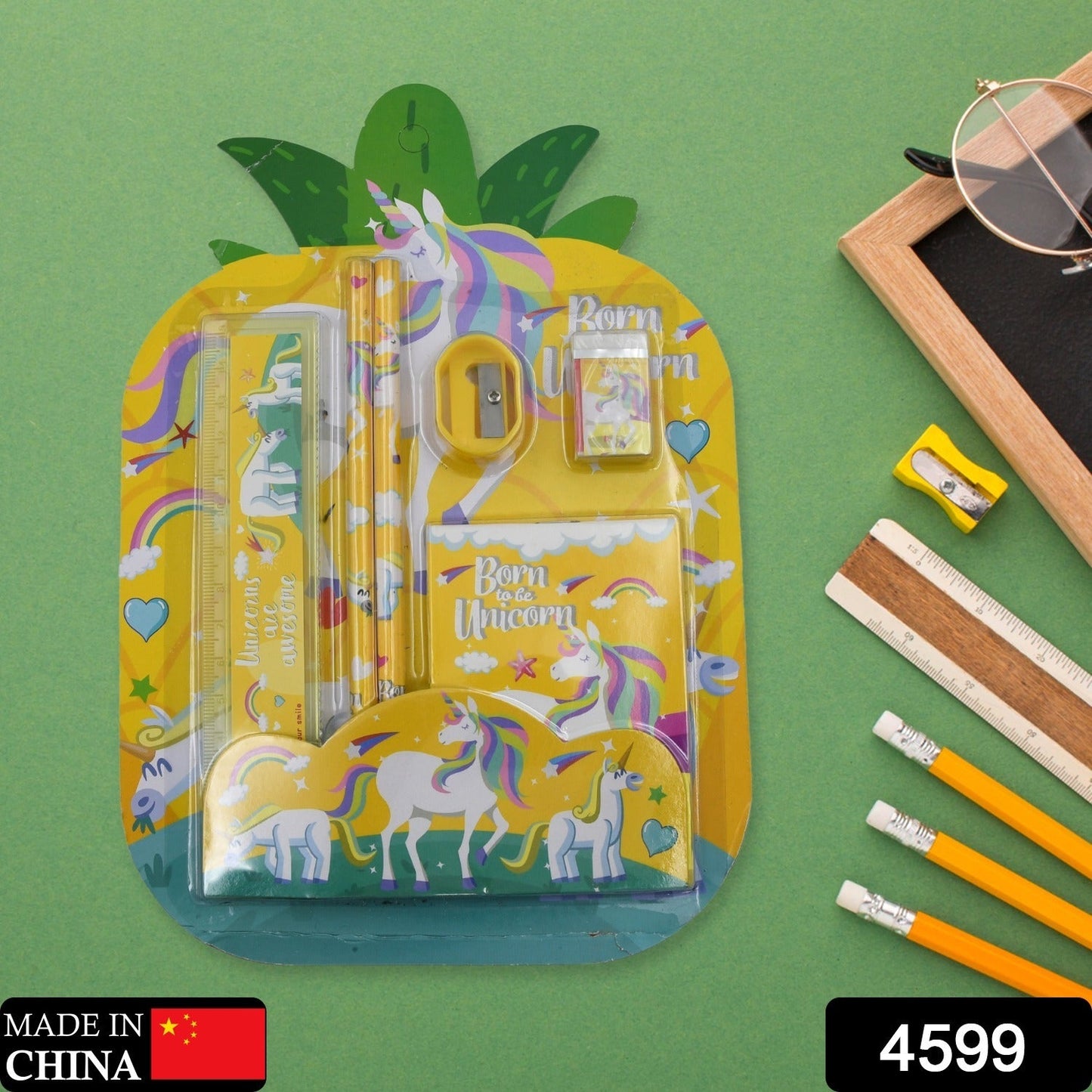 6 PC SET STATIONARY SET INCLUDING PENCIL RULER RUBBER PENCIL SHARPENER SCHOOL, OFFICE PRODUCT GIFT