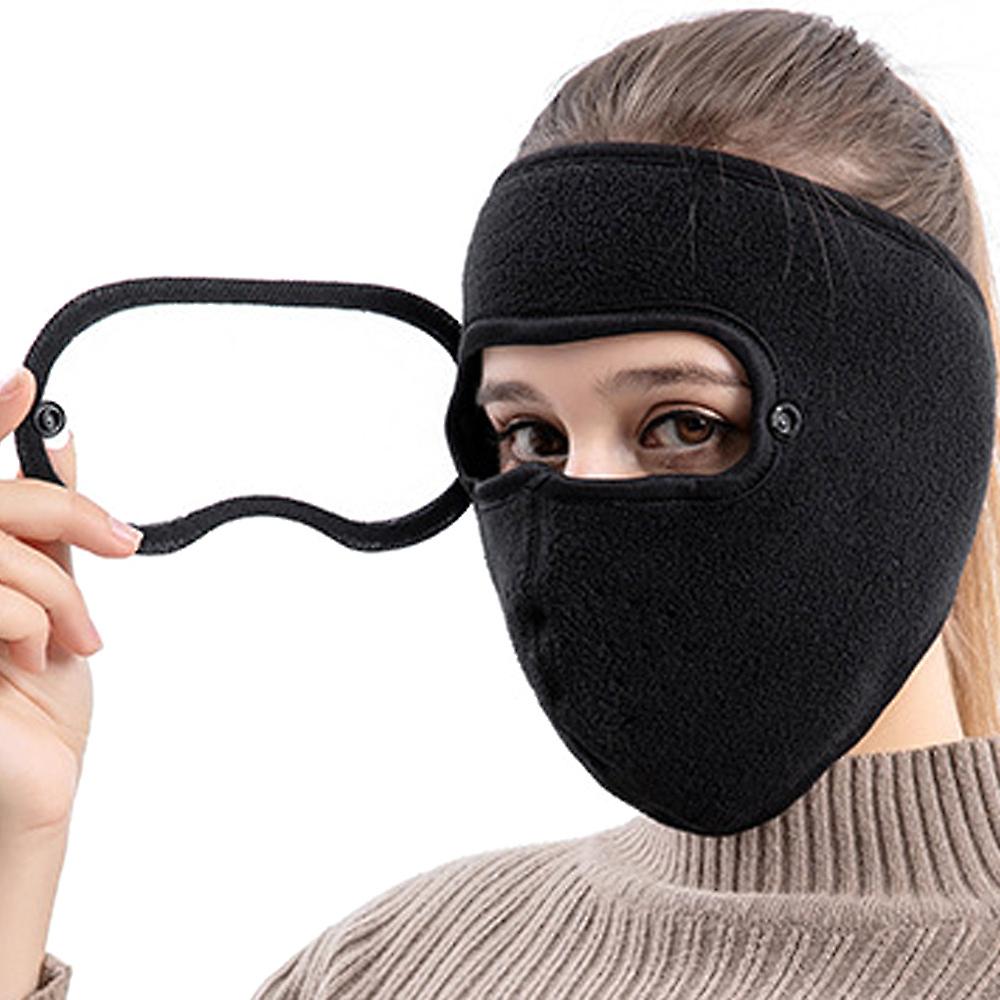 Unisex Winter Face Mask Full Protection Windproof Breathable Warm Fleece with Goggles Removable Lens