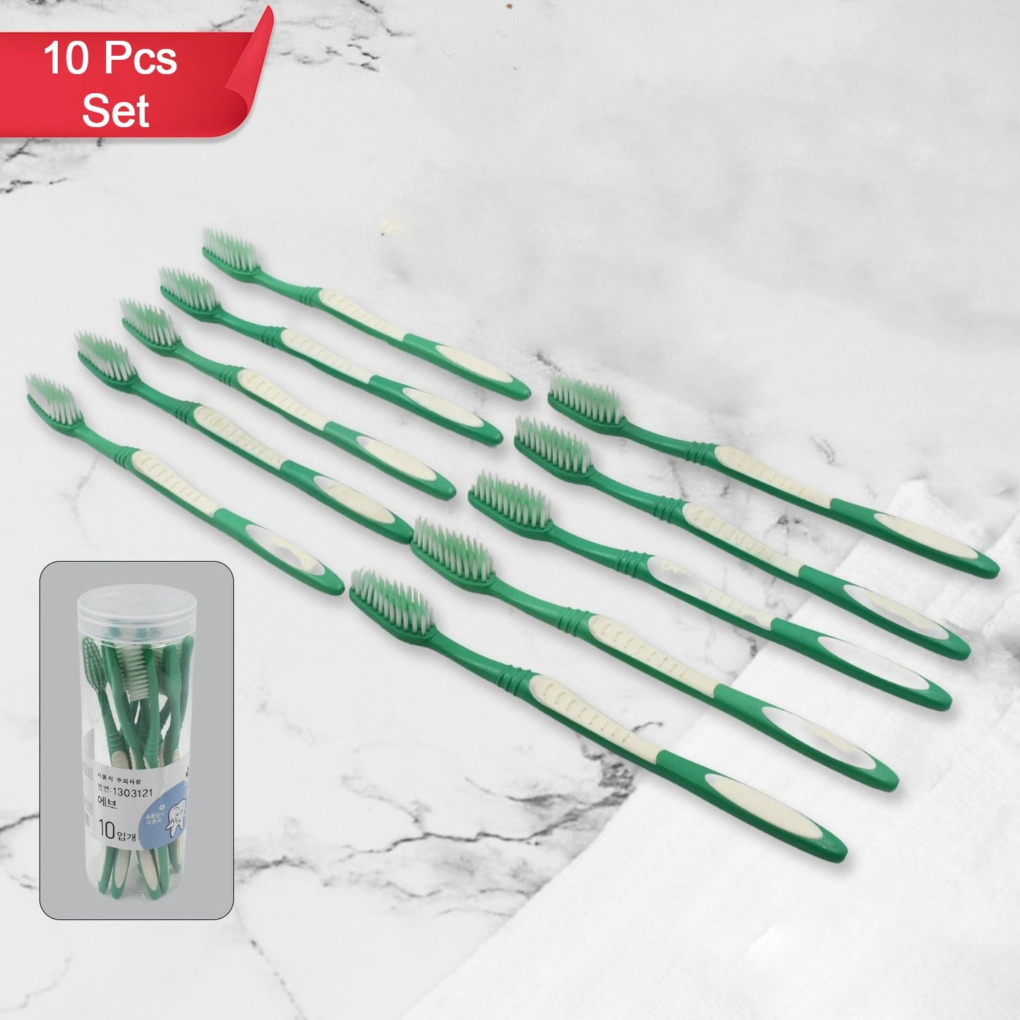 Plastic Toothbrush With Plastic Round Box for Men and Women, Kids, Adults Plastic Toothbrush (10 pcs Set)