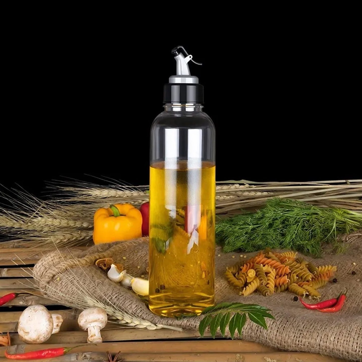2288A 1LTR OIL DISPENSERWITH LID - CLEAR, DRIP FREE SPOUT, CONTROLLED USE
