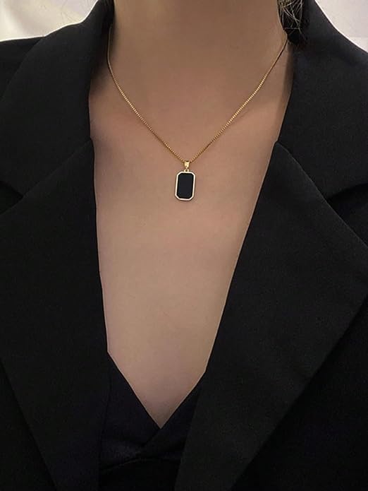 SOVELY Sparkly Black Resin Druzy Stone Tassel Earrings & Golden Black Anti-Tarnish Statement Neckpiece for Women Girls – Long Dangle Drop Earrings and Charm Jewelry Set