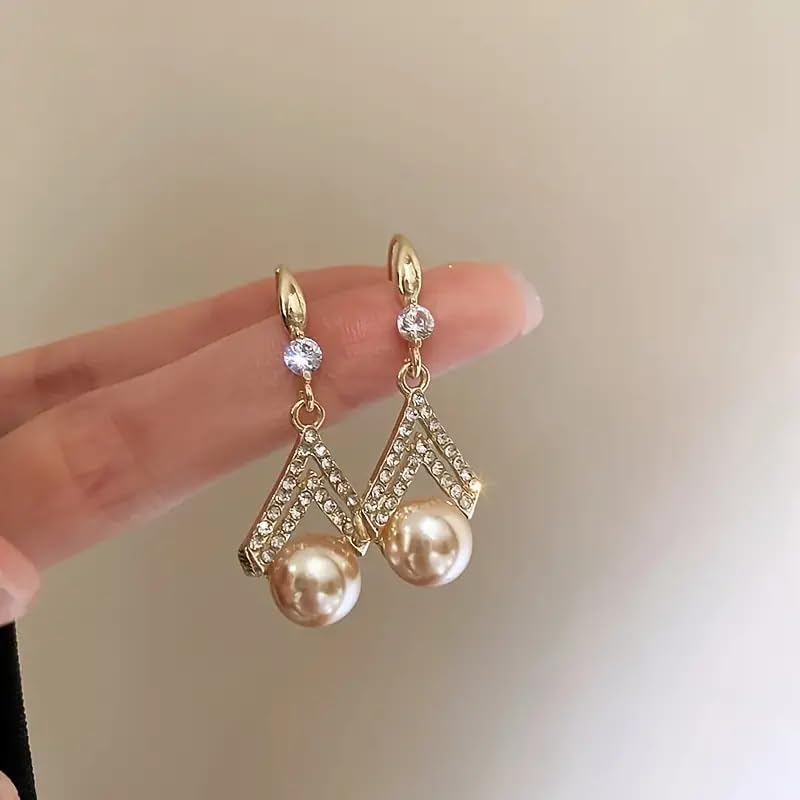 Combo Of Pearl Drop Earrings For Women Fashion Earrings Gold Toned Crystal Pearls Earrings Butterfly Earrings Purple Crystal Rhinestone Drop Butterfly Stud Earrings for Girls