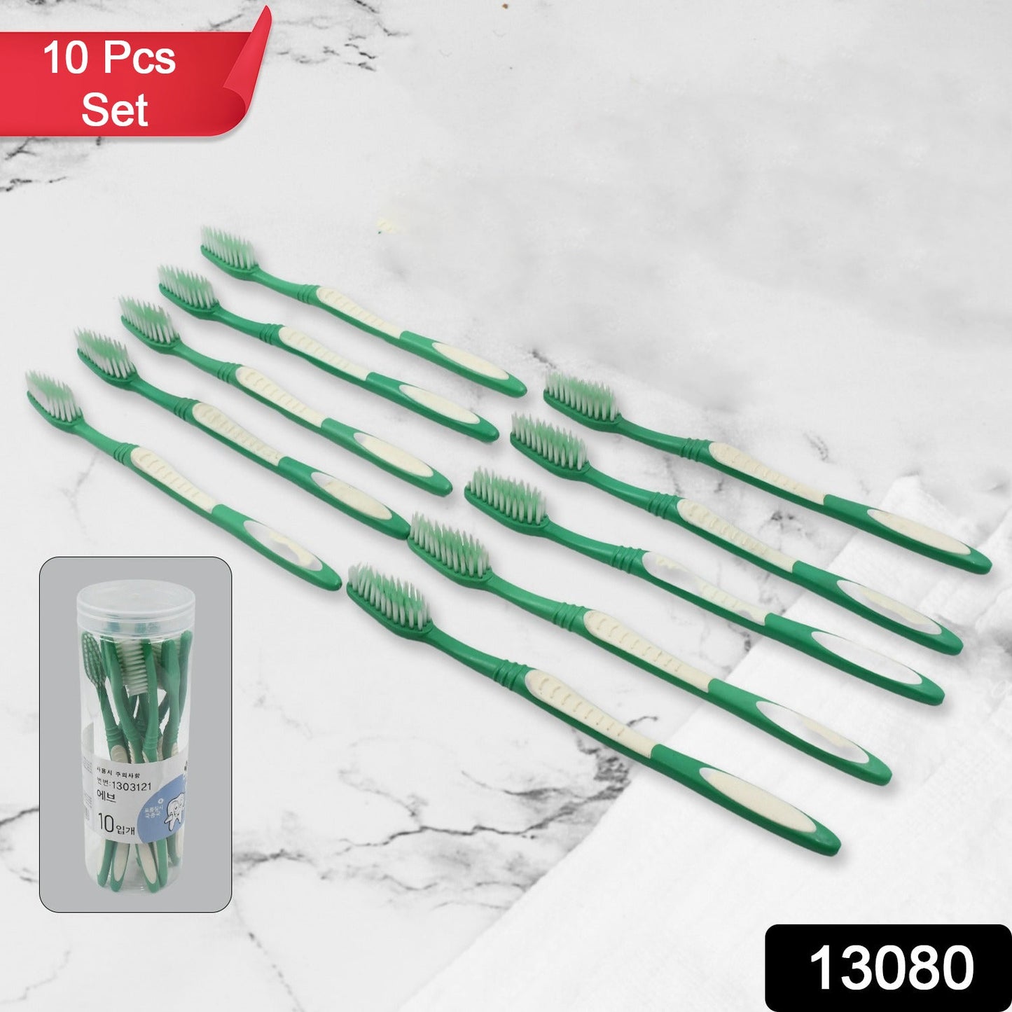 Plastic Toothbrush With Plastic Round Box for Men and Women, Kids, Adults Plastic Toothbrush (10 pcs Set)