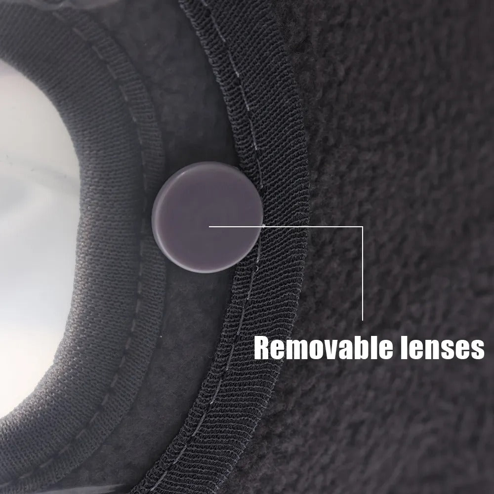 Unisex Winter Face Mask Full Protection Windproof Breathable Warm Fleece with Goggles Removable Lens