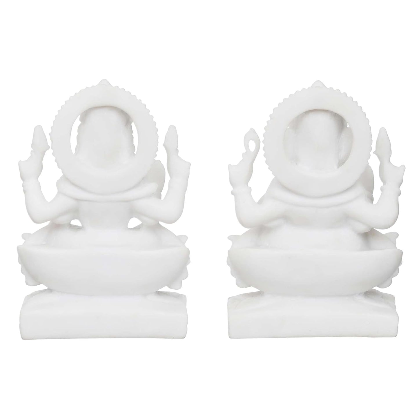 Sovely Shree Laxmi Ganesha Idol Marble Laxmi Ganesh Murti for Puja Ghar Diwali Office Pooja Shop Puja Decoration Gifts, Laxmi Ganesh Marble Murti for Mandir, Dukan - 7.7×7.5×13.3 cm