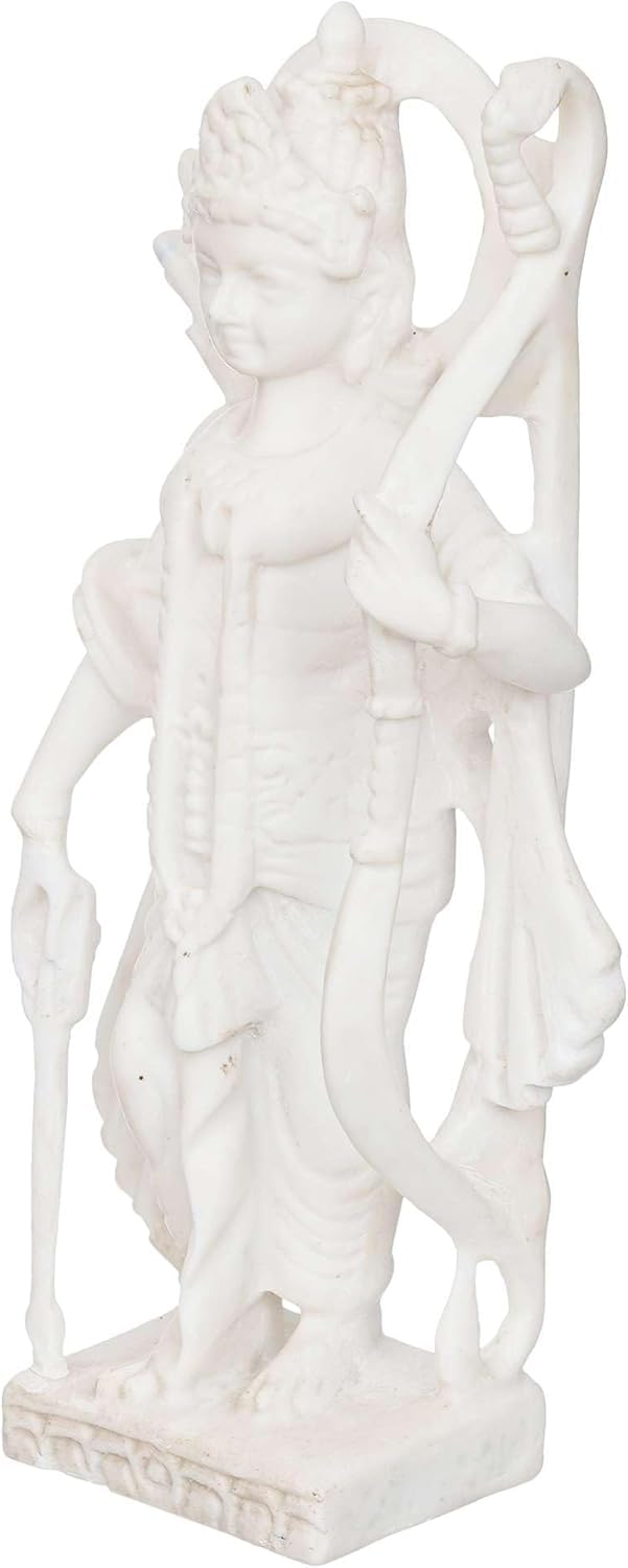 Sovely White Marble Standing Ram Ji Murti for Pooja Room Standing Ram Ji Hindu Lord Ram Ji Statue for Home Temple Idol Murti Best for Gift, Ram Lala Marble Murti