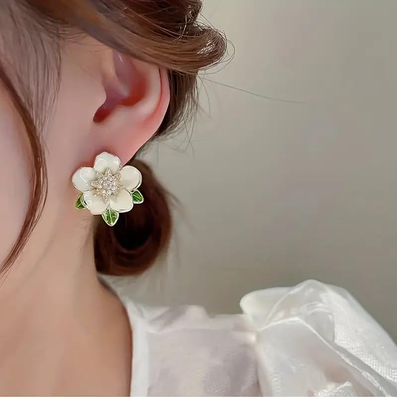 Combo Earrings Pack Pastel Petals Drop Earrings Flower Design Drop Earrings And Vintage Golden Round Earrings Fashion Ear Stud Earrings Circle Earrings for Women & Girls Pack of 2 Pair Earrings Set 2 Pair