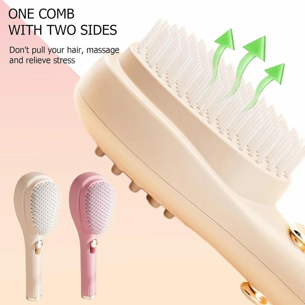SOVELY Big Size Self Cleaning Hairbrush, One-Click Cleaning Comb, Anti-Static Massage Comb with Self-Cleaning 2 in 1