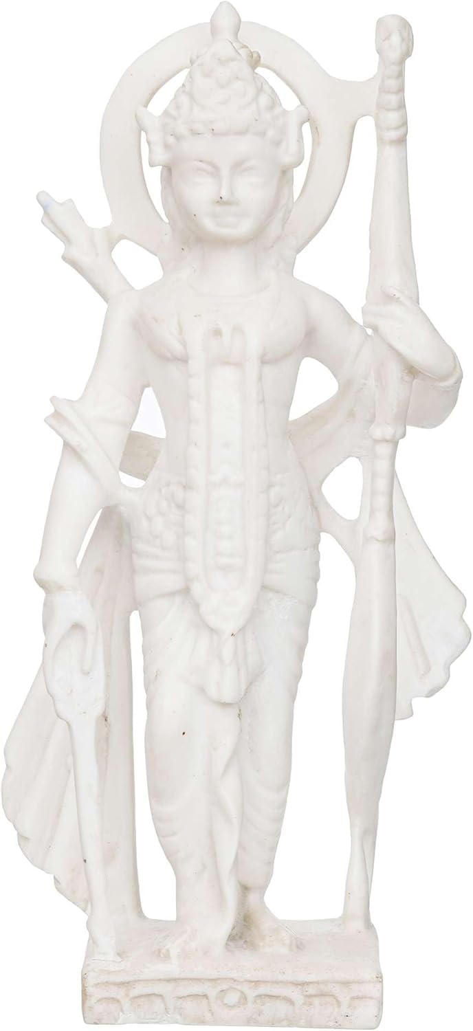 Sovely White Marble Standing Ram Ji Murti for Pooja Room Standing Ram Ji Hindu Lord Ram Ji Statue for Home Temple Idol Murti Best for Gift, Ram Lala Marble Murti