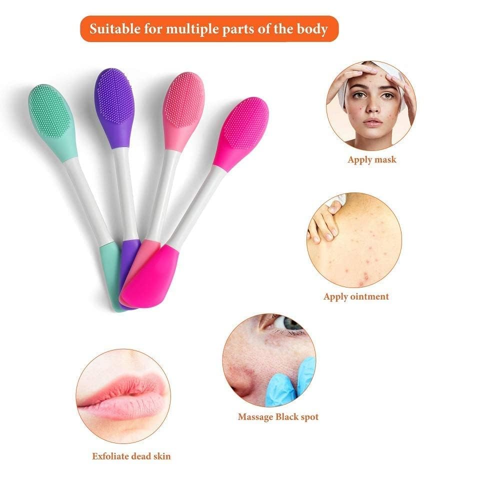 Double-headed Silicone Face Mask Applicator Brush For Face Cleansing And Applying Mask Salon Special Facial Brush Tool (Pack Of 2)