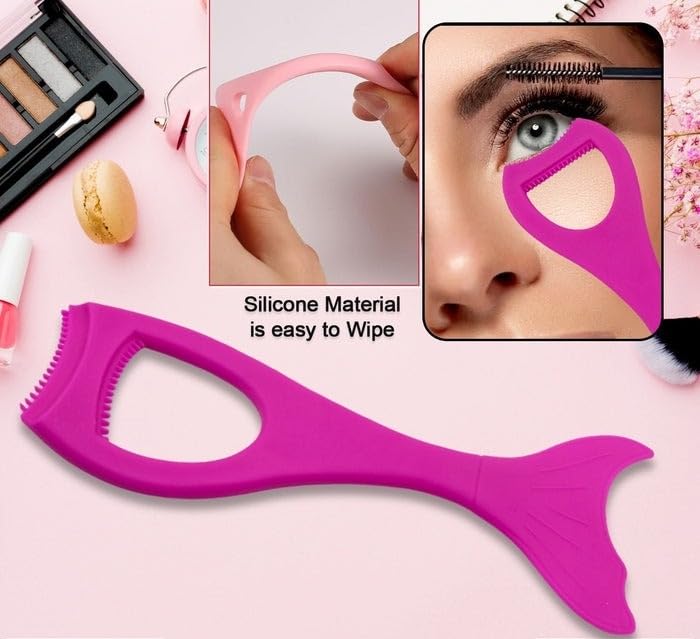 Mascara Guard, Silicone Mascara Shield Applicator, Eyelash Comb Cosmetic Tool, Reusable Makeup Eyelash Tool, Detachable Silicone Eyeliner Stencils Wing Eyelashes Brush Curler Comb Eye Makeup Tool, 1 Pcs