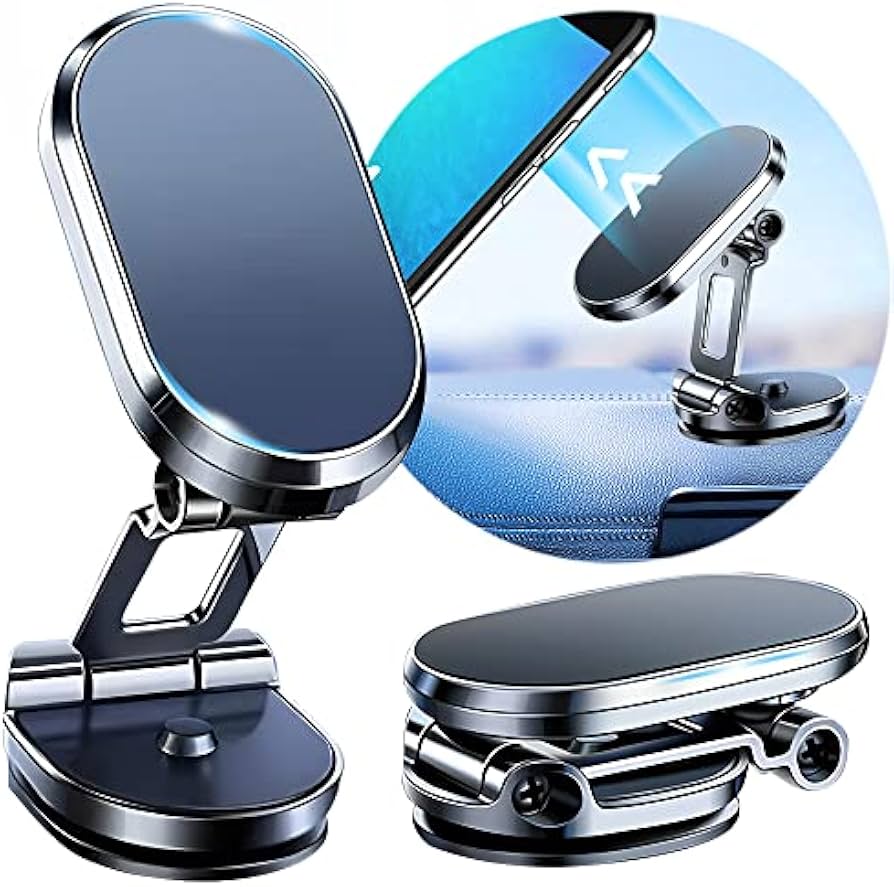 360 Degree Rotating Magnetic Car Phone Holder Metal Folding Car Phone Holder New Alloy Folding Magnetic Car Phone Holder (Pack Of 1)
