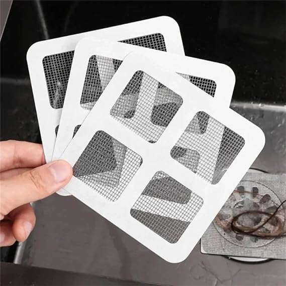 Shower Drain Hair Catcher Mesh Stickers Pack of 15