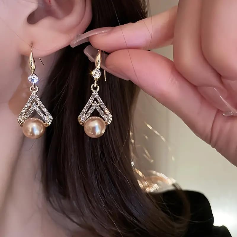 Combo Of Pearl Drop Earrings For Women Fashion Earrings Gold Toned Crystal Pearls Earrings Butterfly Earrings Purple Crystal Rhinestone Drop Butterfly Stud Earrings for Girls