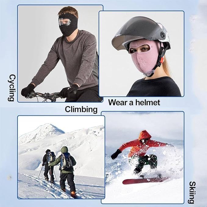 Unisex Winter Face Mask Full Protection Windproof Breathable Warm Fleece with Goggles Removable Lens