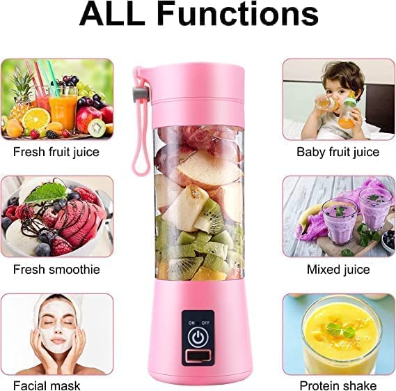 Portable Electric USB Juice Maker Bottle | Blender Grinder Mixer | Rechargeable Bottle with 6 Blades