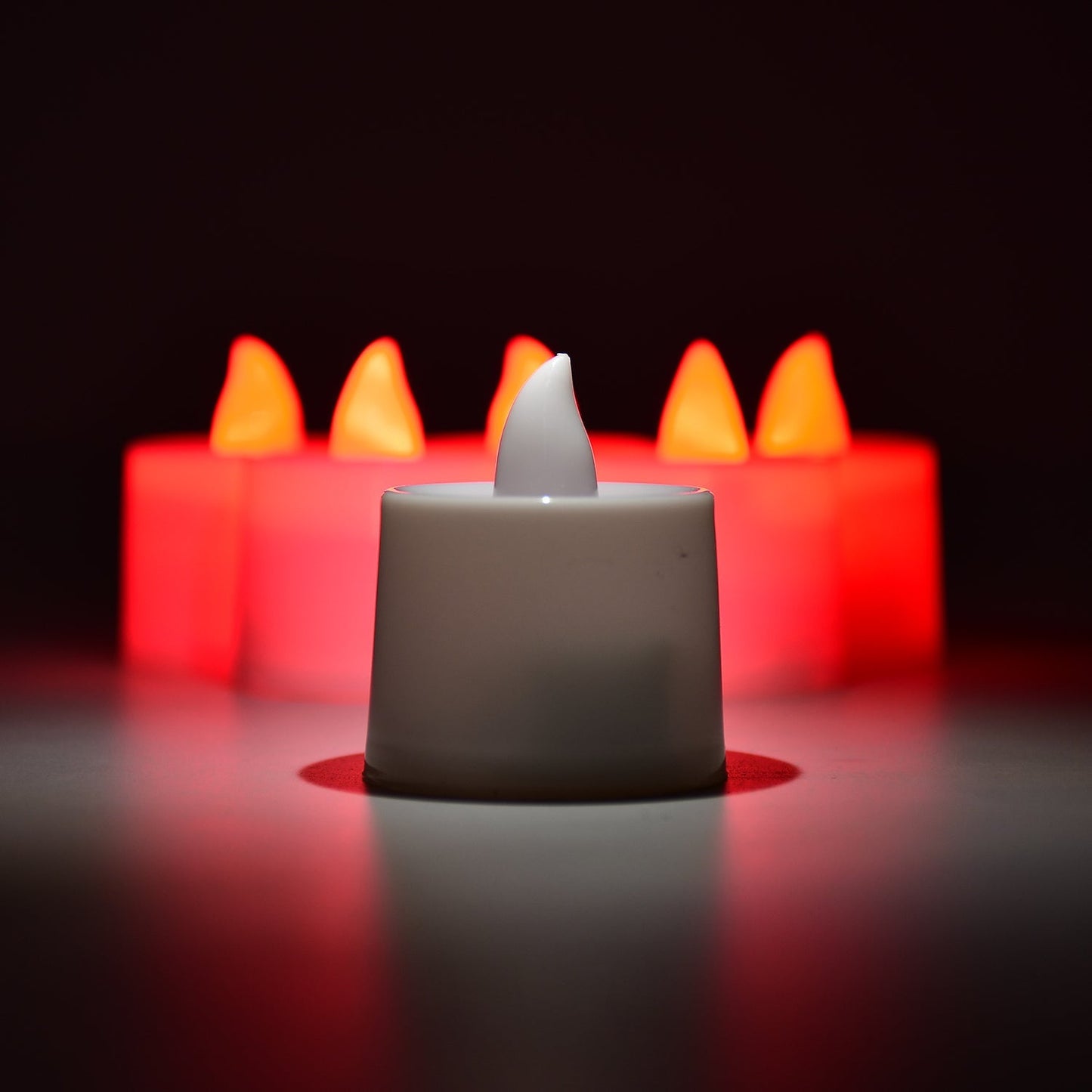 6633 Red Flameless LED Tealights, Smokeless Plastic Decorative Candles - Led Tea Light Candle For Home Decoration (Pack Of 24)