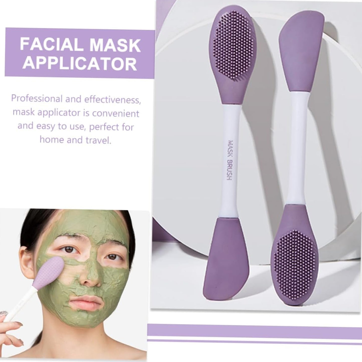 Double-headed Silicone Face Mask Applicator Brush For Face Cleansing And Applying Mask Salon Special Facial Brush Tool (Pack Of 2)