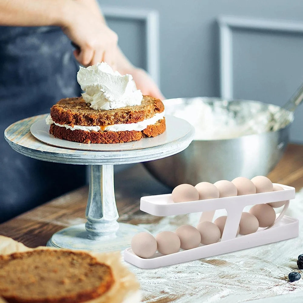 Automatically Rolling Egg Holder Container Display Rack