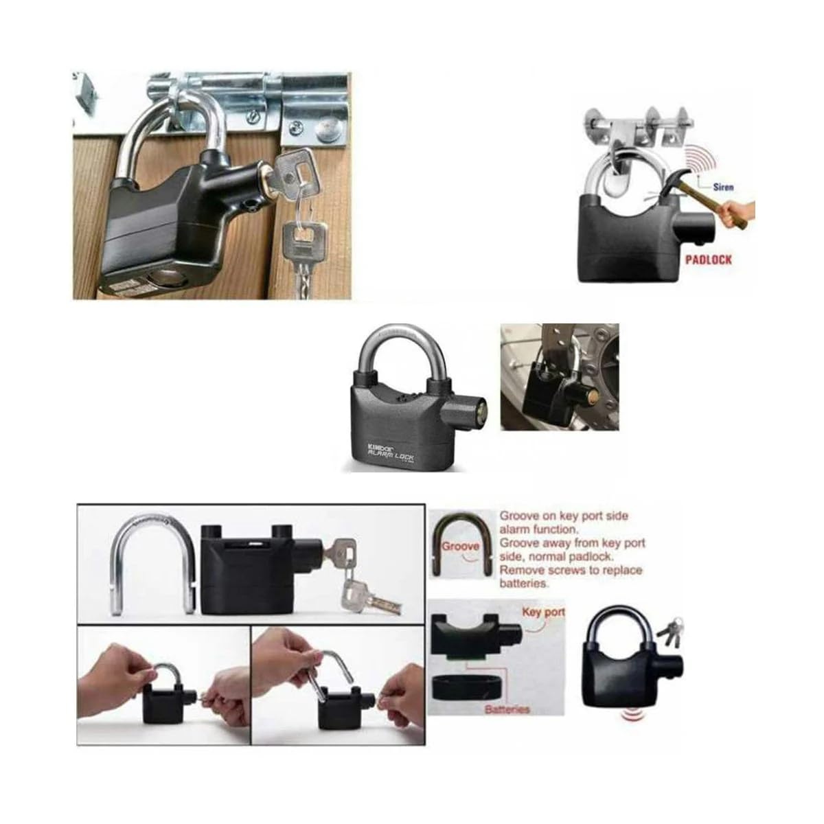 Heavy Duty Waterproof Anti-Theft Siren Alarm Padlock