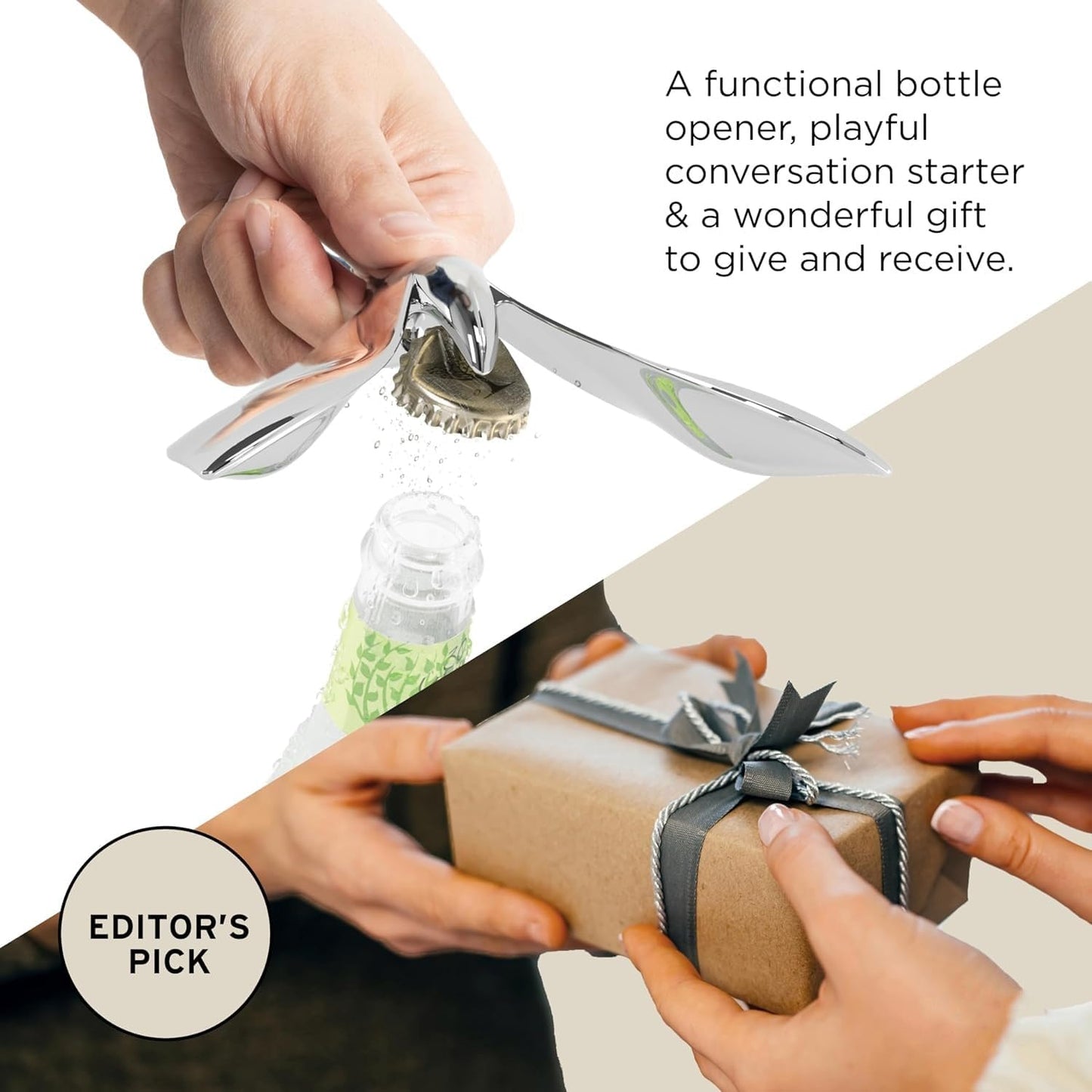 Metallic Bird-Shaped Balancing Bottle Opener, Zinc Alloy, Multifunction