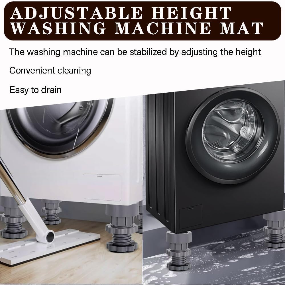 SOVELY Washing Machine Vibration Pads - Adjustable Dryer Shock & Noise Cancelling Pads, Anti Vibration Pads for Washing Machine Support, Height Adjustment Feet for Refrigerators - 4 Pcs Set