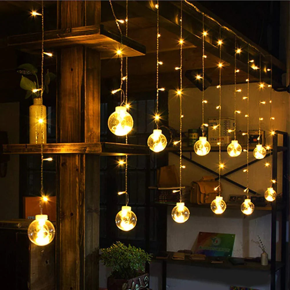 12 Wish Balls Window Curtain String Lights with 8 Flashing Modes Decoration for Home Decoration, Diwali & Wedding LED Christmas Light Indoor and Outdoor Light ,Festival Decoration (Plastic, Warm White)