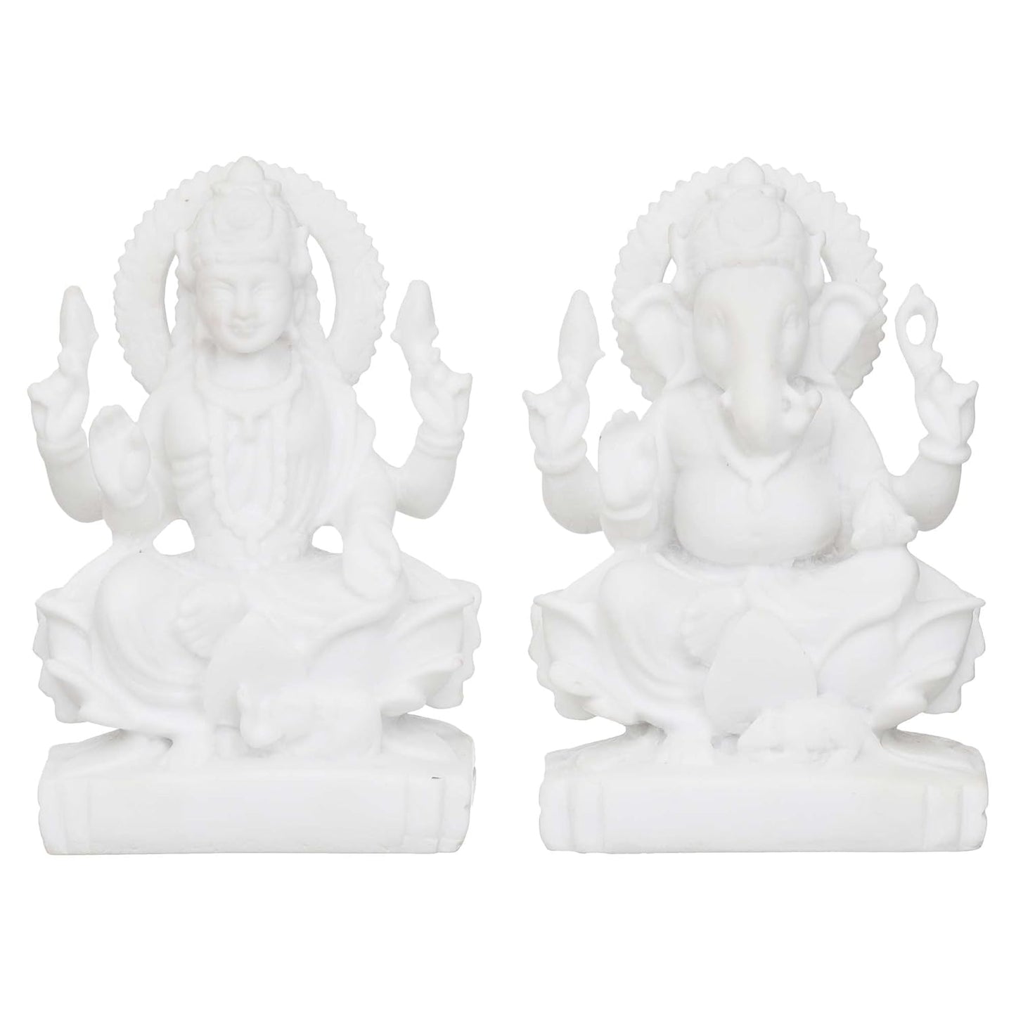 Sovely Shree Laxmi Ganesha Idol Marble Laxmi Ganesh Murti for Puja Ghar Diwali Office Pooja Shop Puja Decoration Gifts, Laxmi Ganesh Marble Murti for Mandir, Dukan - 7.7×7.5×13.3 cm