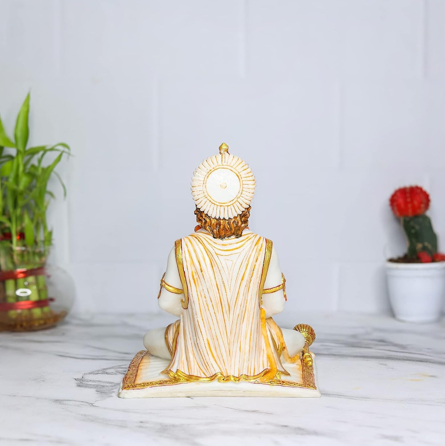 Sovely Lord Hanuman Sitting Statue with Gada Reading Book Mahavir Hanuman Decorative Showpiece for HomeBajaranbali Hindu God Idol for Pooja Room Mahabli Hanuman Spiritual Gift for Festivals Office