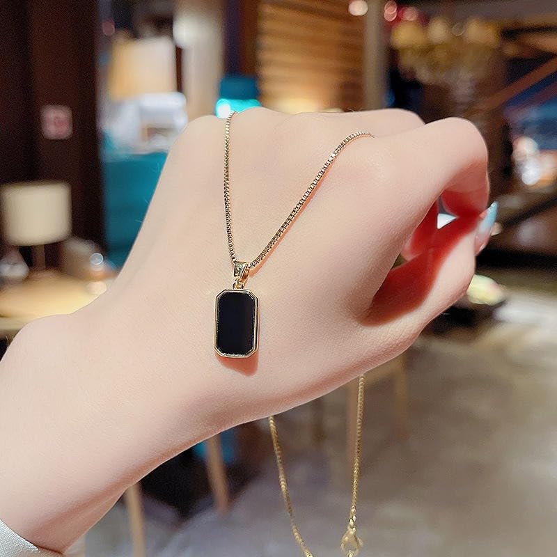SOVELY Sparkly Black Resin Druzy Stone Tassel Earrings & Golden Black Anti-Tarnish Statement Neckpiece for Women Girls – Long Dangle Drop Earrings and Charm Jewelry Set