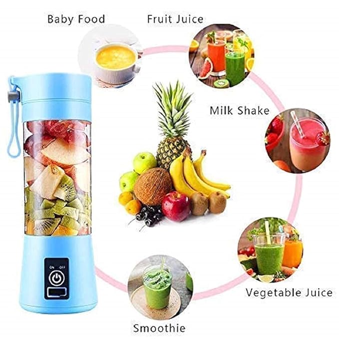 Portable Electric USB Juice Maker Bottle | Blender Grinder Mixer | Rechargeable Bottle with 6 Blades