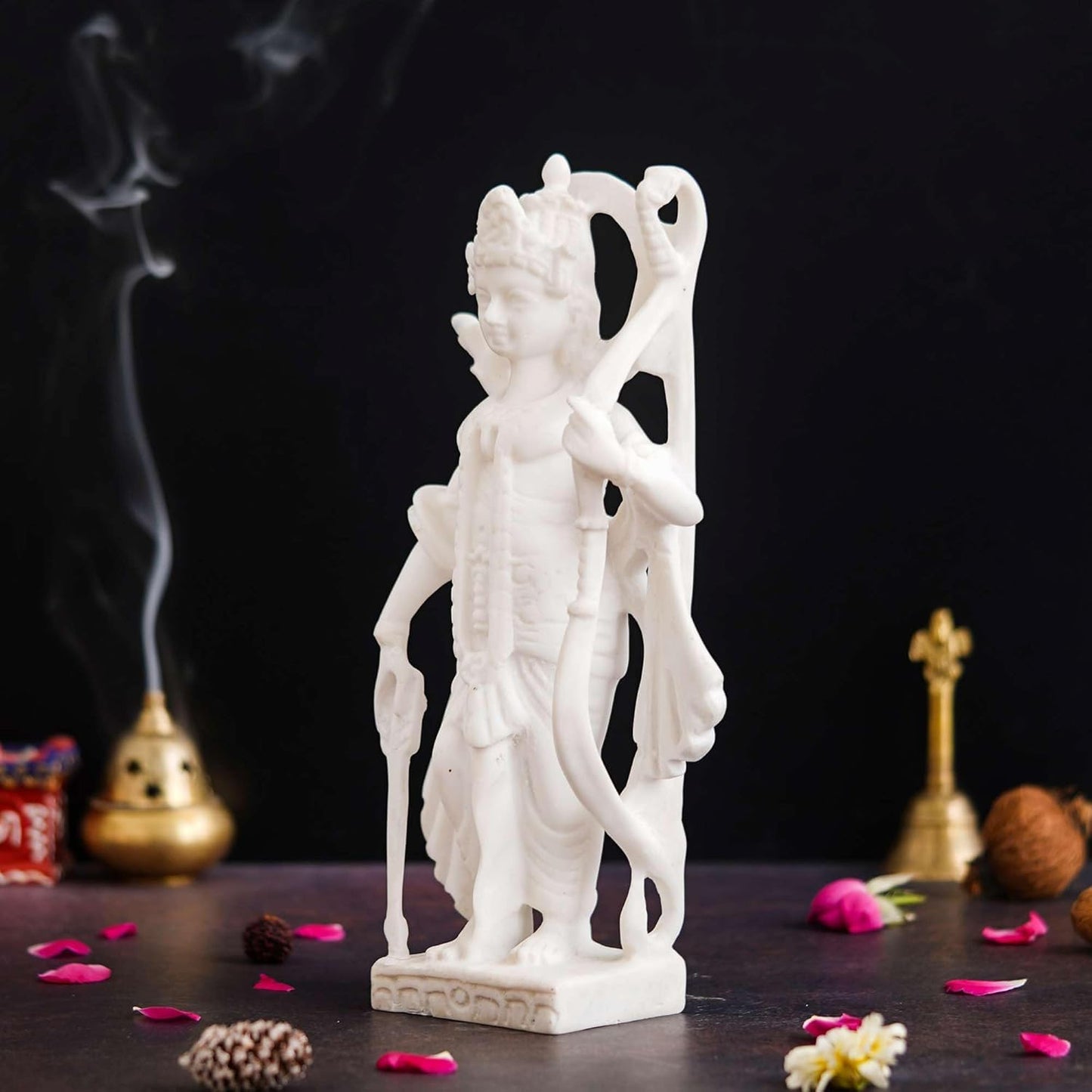 Sovely White Marble Standing Ram Ji Murti for Pooja Room Standing Ram Ji Hindu Lord Ram Ji Statue for Home Temple Idol Murti Best for Gift, Ram Lala Marble Murti