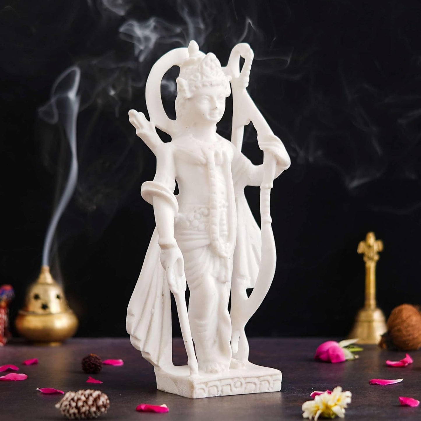 Sovely White Marble Standing Ram Ji Murti for Pooja Room Standing Ram Ji Hindu Lord Ram Ji Statue for Home Temple Idol Murti Best for Gift, Ram Lala Marble Murti