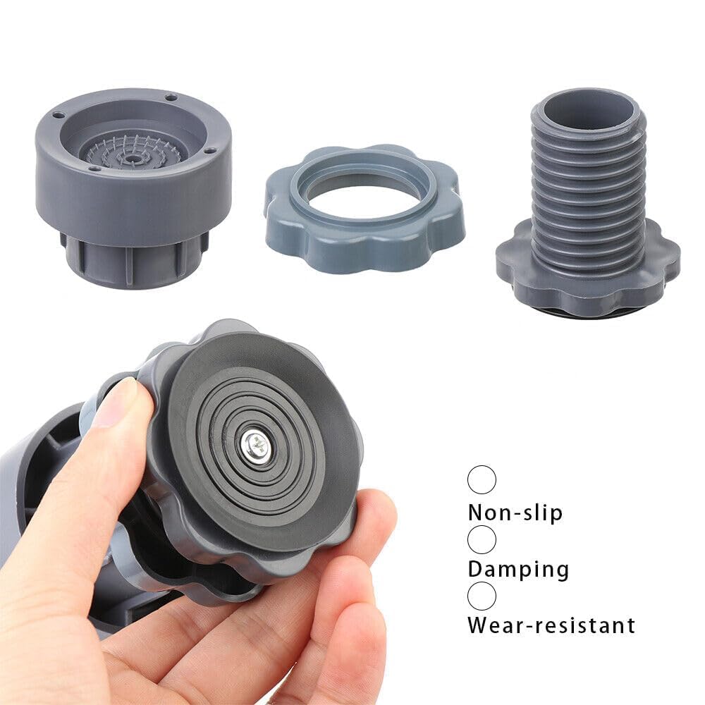 SOVELY Washing Machine Vibration Pads - Adjustable Dryer Shock & Noise Cancelling Pads, Anti Vibration Pads for Washing Machine Support, Height Adjustment Feet for Refrigerators - 4 Pcs Set