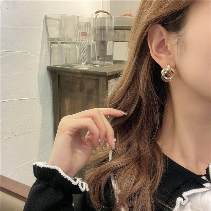 Combo Earrings Pack Pastel Petals Drop Earrings Flower Design Drop Earrings And Vintage Golden Round Earrings Fashion Ear Stud Earrings Circle Earrings for Women & Girls Pack of 2 Pair Earrings Set 2 Pair