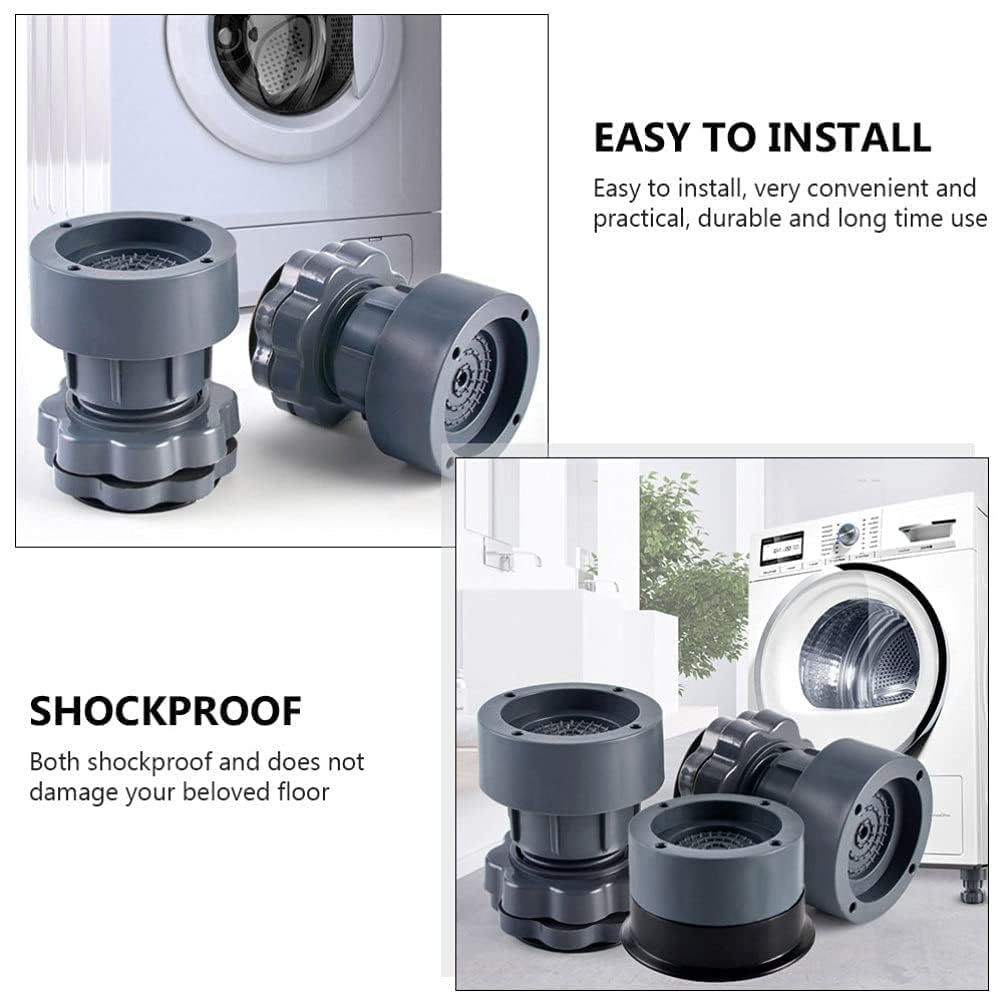 SOVELY Washing Machine Vibration Pads - Adjustable Dryer Shock & Noise Cancelling Pads, Anti Vibration Pads for Washing Machine Support, Height Adjustment Feet for Refrigerators - 4 Pcs Set