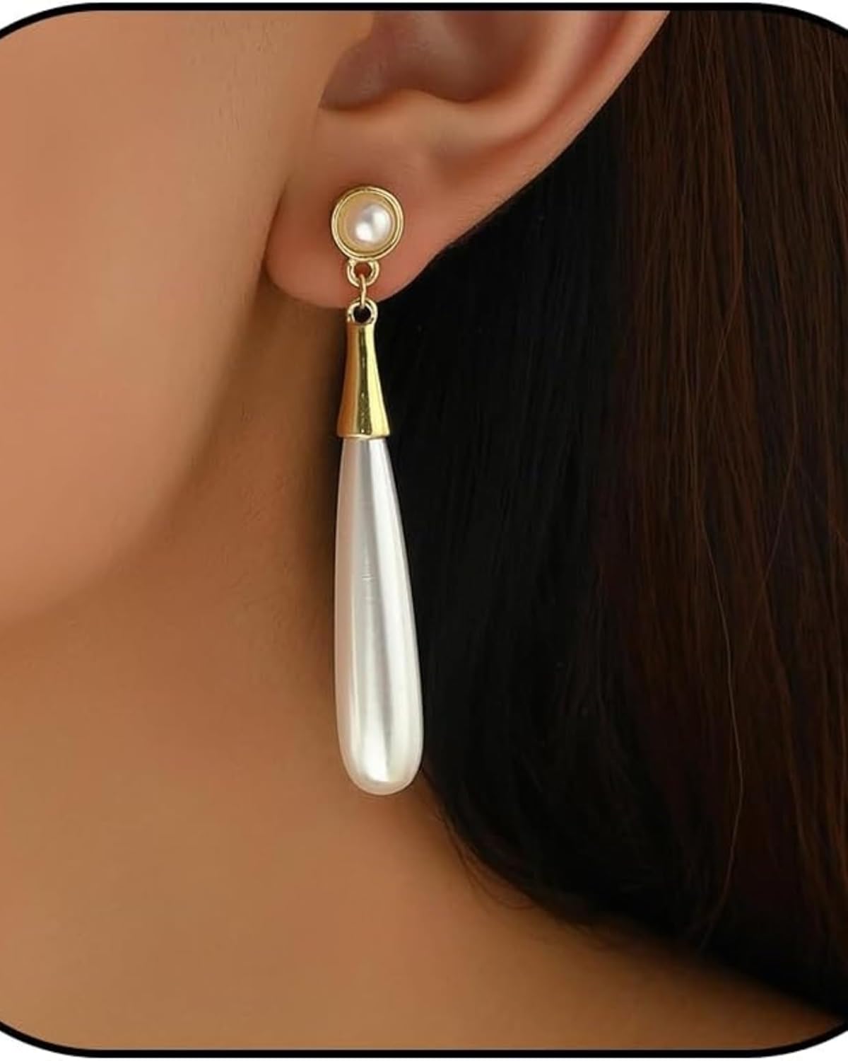 Combo Of Attractive and Stylish Water Drop Long Pearl Earrings Danglers and Gold Tone White Pearls Small Heart Ear Jacket Fashion Ear Stud Earrings For Women Girls Faux Pearl Love Heart Ear Studs