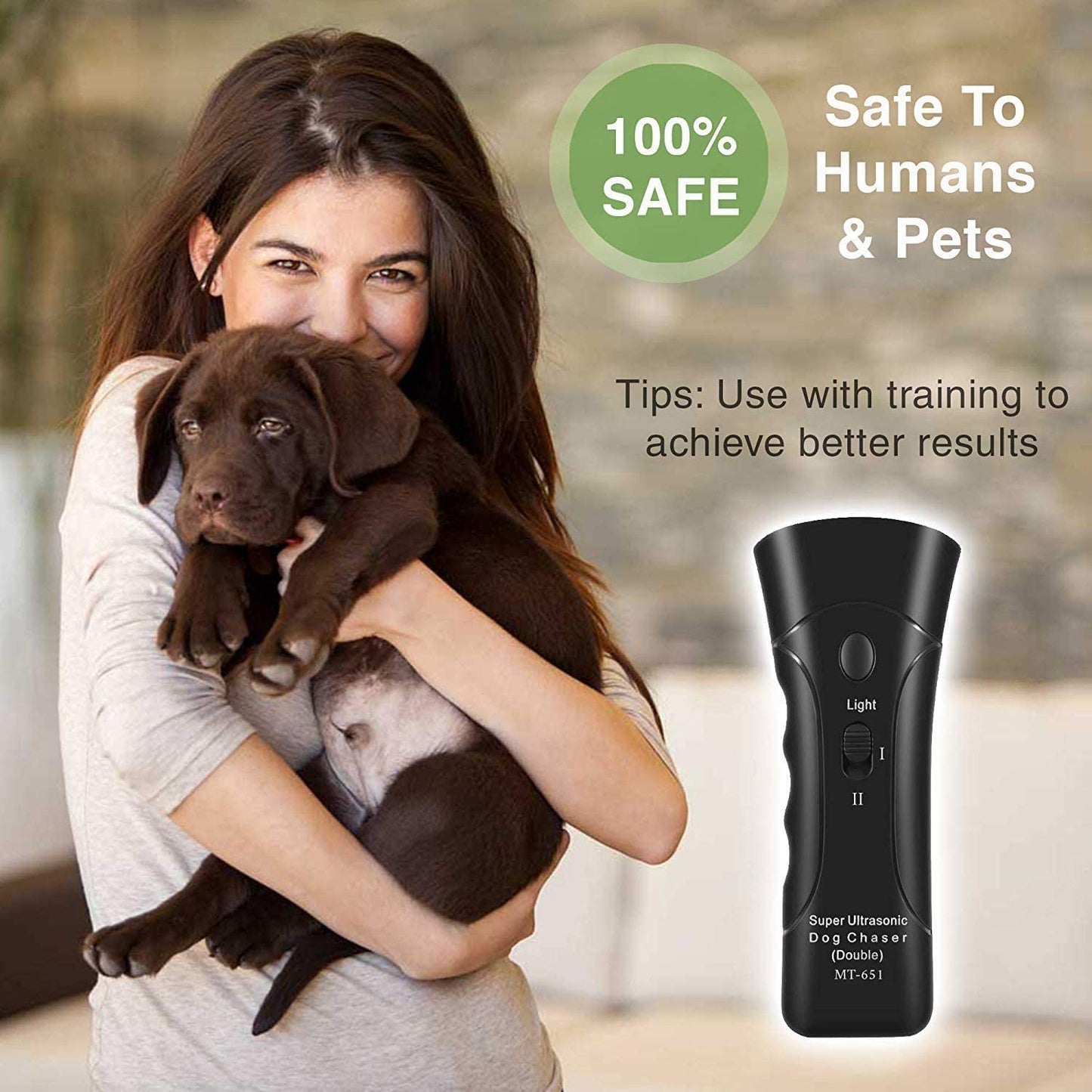 Dog Trainer Device Electronic Dog Deterrent/Dog Barking Control Devices Training Tool Stop Barking Dog Repeller Handheld and Portable, Anti-Bark