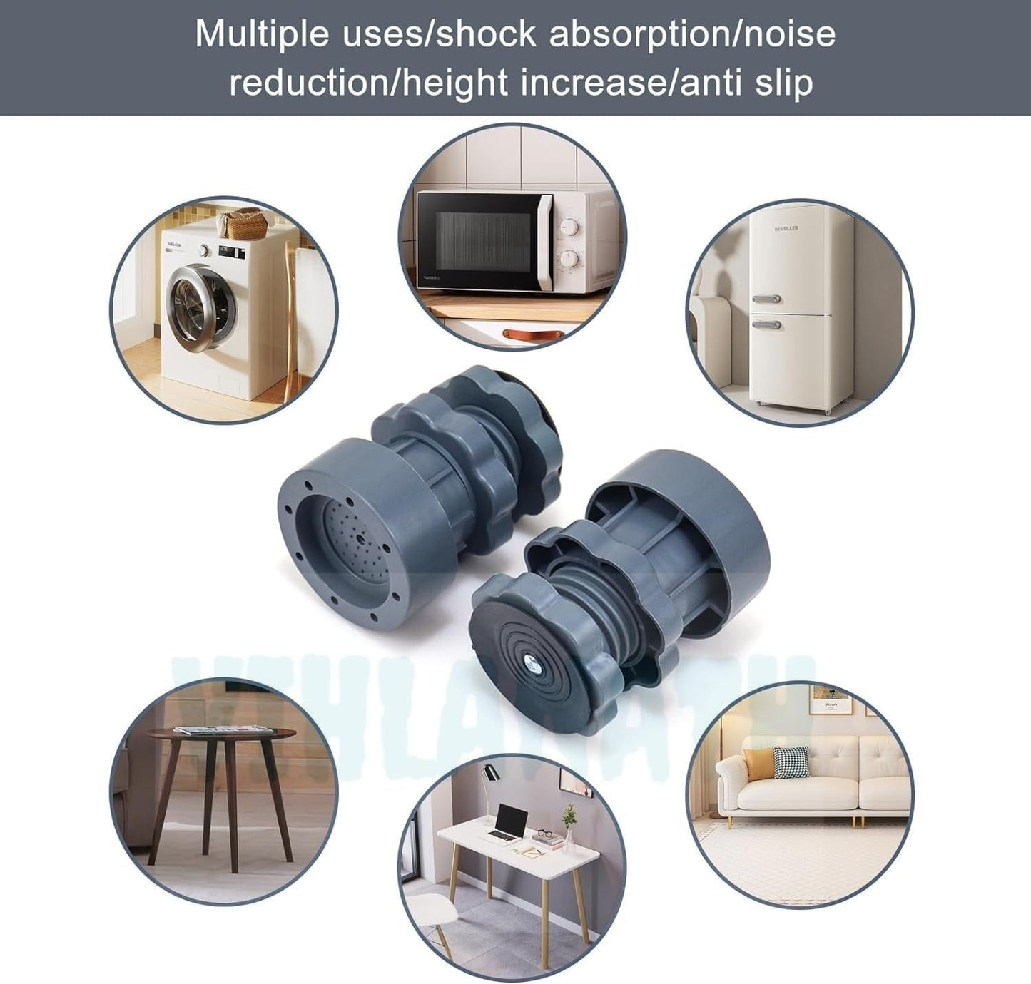 SOVELY Washing Machine Vibration Pads - Adjustable Dryer Shock & Noise Cancelling Pads, Anti Vibration Pads for Washing Machine Support, Height Adjustment Feet for Refrigerators - 4 Pcs Set