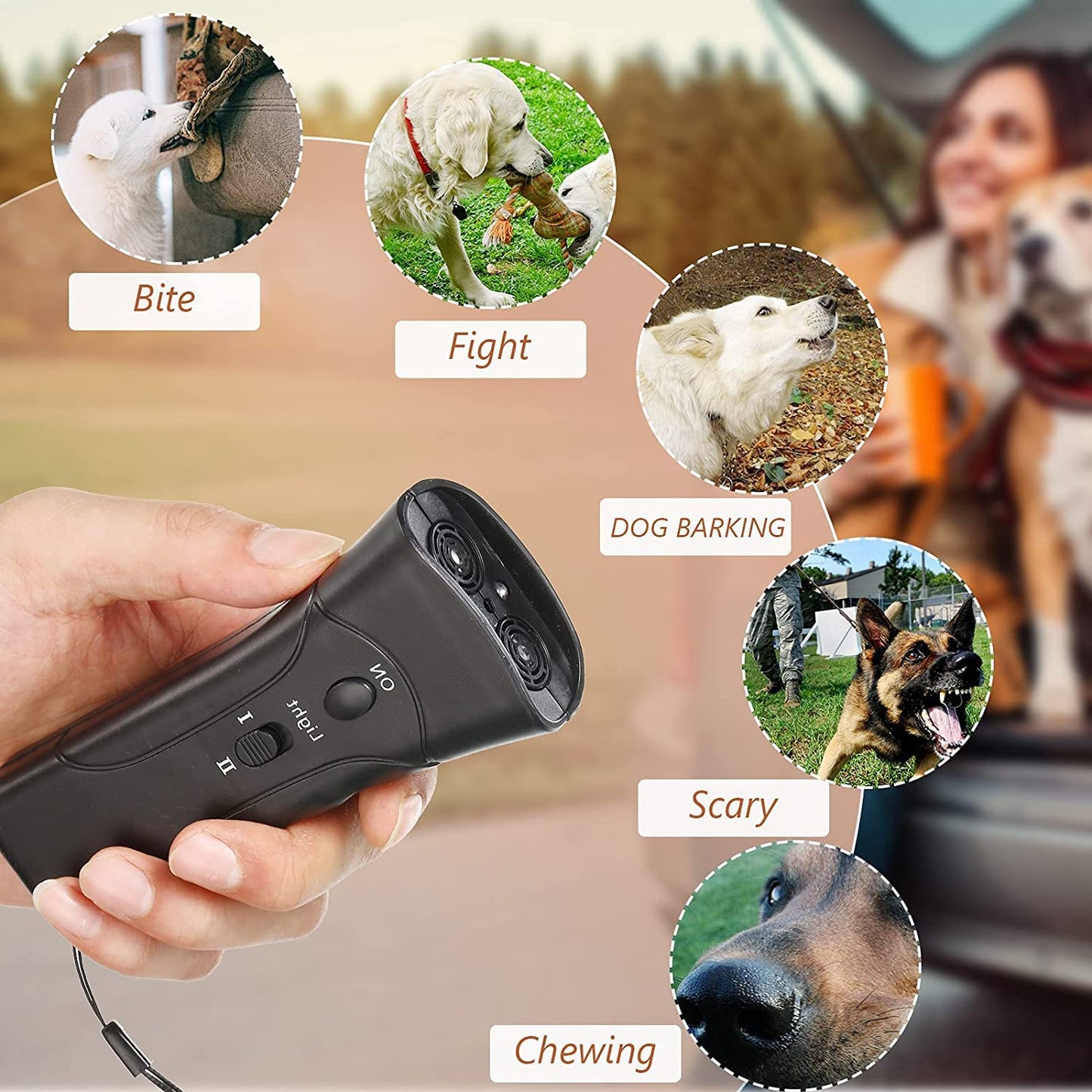 Dog Trainer Device Electronic Dog Deterrent/Dog Barking Control Devices Training Tool Stop Barking Dog Repeller Handheld and Portable, Anti-Bark