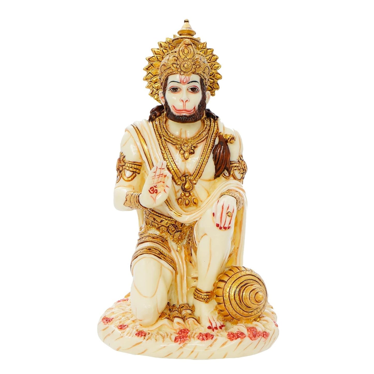 SOVELY ALL-IN-ONE SHOPPING Hanuman Ji Marble Dust Murti Idol, Poly Marble Sitting Balaji Maharaj for Pooja Temple Home Decoration Item Positive Envirement Ram Bhakt Bala Ji Bageshwar Ji Maharaj